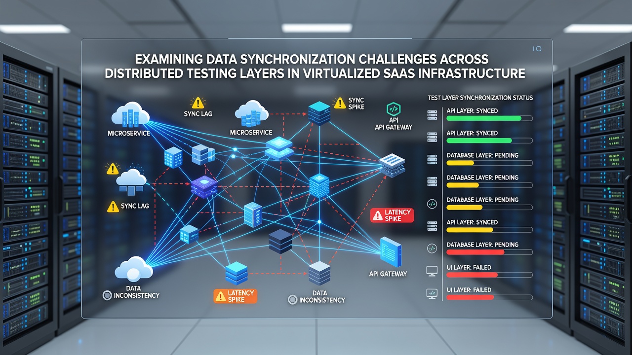 Chart depicting synchronization latency metrics across testing layers during code integration cycles